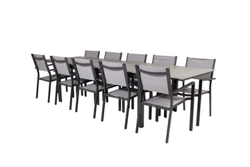 Levels Matgruppe 225-325 cm Rektangulær med 10 Copacabana Stoler - Grå - Hagemøbler & utemiljø - Hagegruppe - Spisegrupper hage