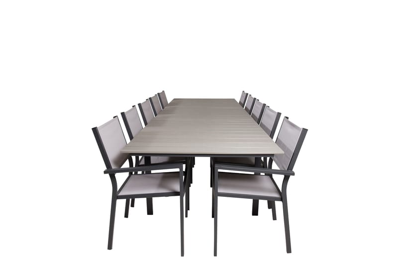 Levels Matgruppe 225-325 cm Rektangulær med 10 Copacabana Stoler, Grå