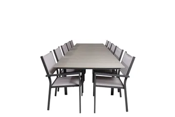 Levels Matgruppe 225-325 cm Rektangulær med 10 Copacabana Stoler - Grå - Hagemøbler & utemiljø - Hagegruppe - Spisegrupper hage