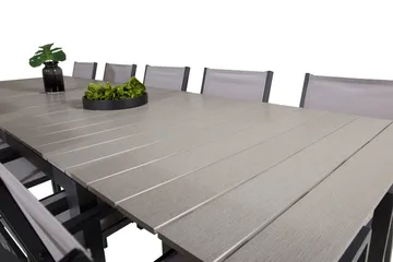 Levels Matgruppe 225-325 cm Rektangulær med 10 Copacabana Stoler - Grå - Hagemøbler & utemiljø - Hagegruppe - Spisegrupper hage