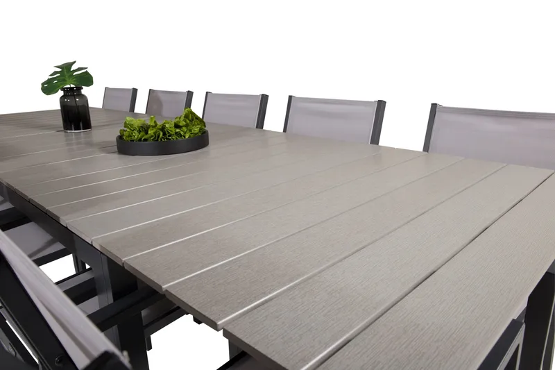 Levels Matgruppe 225-325 cm Rektangulær med 10 Copacabana Stoler - Grå - Hagemøbler & utemiljø - Hagegruppe - Spisegrupper hage