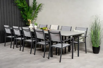 Levels Matgruppe 225-325 cm Rektangulær med 10 Copacabana Stoler - Grå - Hagemøbler & utemiljø - Hagegruppe - Spisegrupper hage