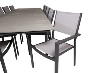 Levels Matgruppe 225-325 cm Rektangulær med 10 Copacabana Stoler - Grå - Hagemøbler & utemiljø - Hagegruppe - Spisegrupper hage