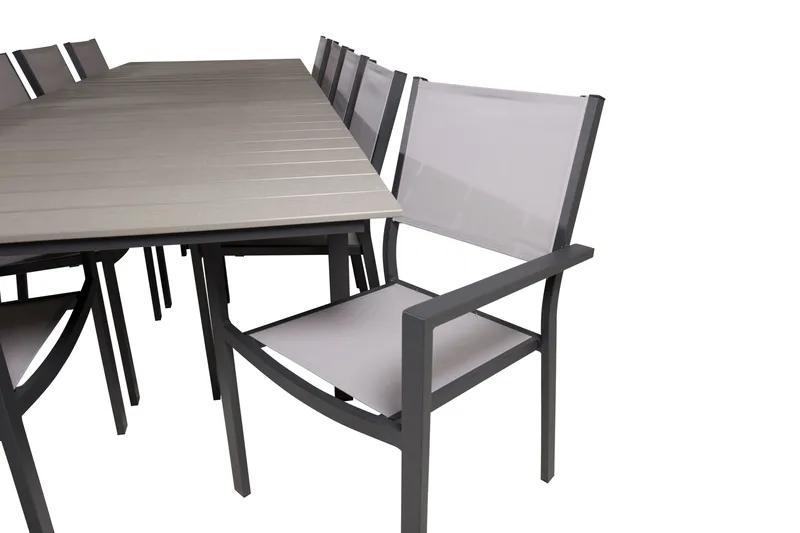 Levels Matgruppe 225-325 cm Rektangulær med 10 Copacabana Stoler - Grå - Hagemøbler & utemiljø - Hagegruppe - Spisegrupper hage