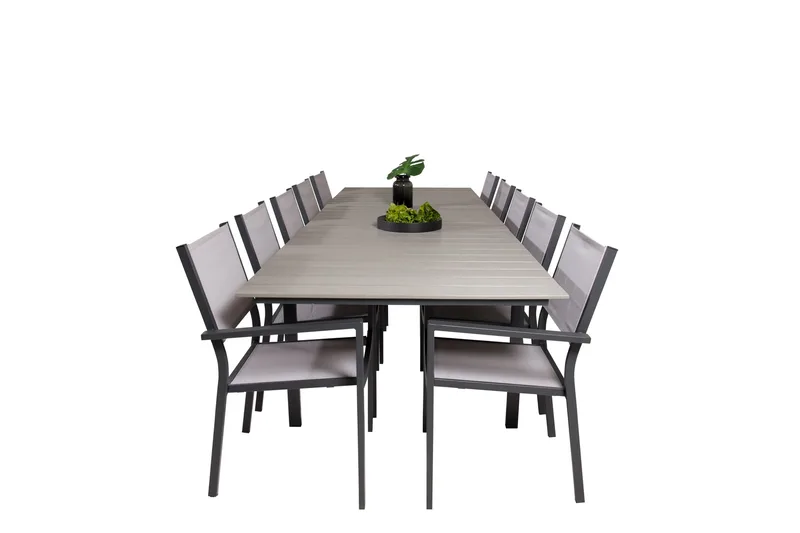Levels Matgruppe 225-325 cm Rektangulær med 10 Copacabana Stoler - Grå - Hagemøbler & utemiljø - Hagegruppe - Spisegrupper hage