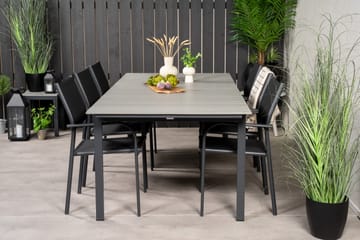 Levels Matgruppe 225-325 cm Rektangulær med 6 Santorini Stoler - Svart - Hagemøbler & utemiljø - Hagegruppe - Spisegrupper hage