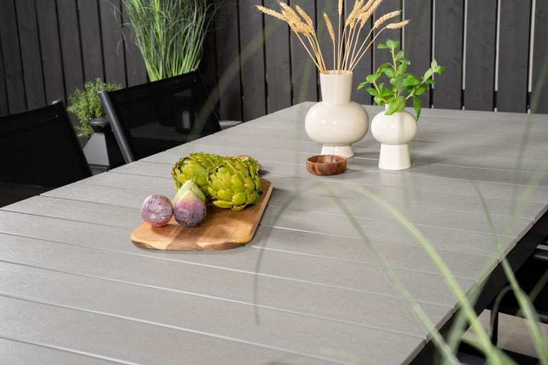 Levels Matgruppe 225-325 cm Rektangulær med 6 Santorini Stoler - Svart - Hagemøbler & utemiljø - Hagegruppe - Spisegrupper hage