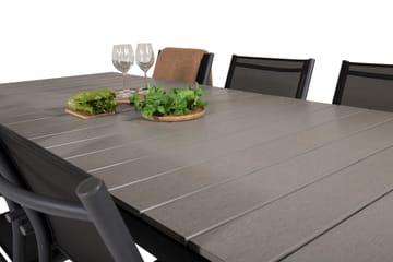 Levels Matgruppe 225-325 cm Rektangulær med 6 Santorini Stoler - Svart - Hagemøbler & utemiljø - Hagegruppe - Spisegrupper hage