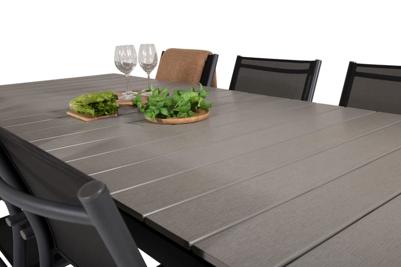 Levels Matgruppe 225-325 cm Rektangulær med 6 Santorini Stoler - Svart - Hagemøbler & utemiljø - Hagegruppe - Spisegrupper hage