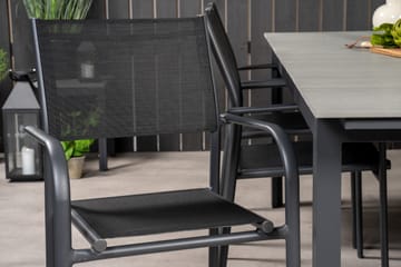 Levels Matgruppe 225-325 cm Rektangulær med 6 Santorini Stoler - Svart - Hagemøbler & utemiljø - Hagegruppe - Spisegrupper hage