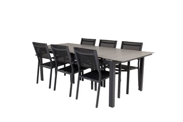 Levels Spisegruppe 230-310 cm Rektangulær med 6 Copacabana Stoler - Svart - Hagemøbler & utemiljø - Hagegruppe - Spisegrupper hage