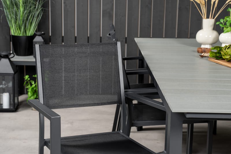 Levels Spisegruppe 230-310 cm Rektangulær med 6 Copacabana Stoler - Svart - Hagemøbler & utemiljø - Hagegruppe - Spisegrupper hage