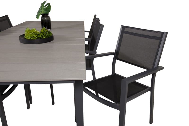 Levels Spisegruppe 230-310 cm Rektangulær med 6 Copacabana Stoler - Svart - Hagemøbler & utemiljø - Hagegruppe - Spisegrupper hage