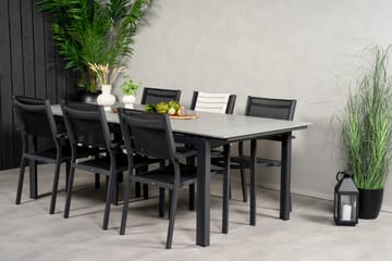 Levels Spisegruppe 230-310 cm Rektangulær med 6 Copacabana Stoler - Svart - Hagemøbler & utemiljø - Hagegruppe - Spisegrupper hage