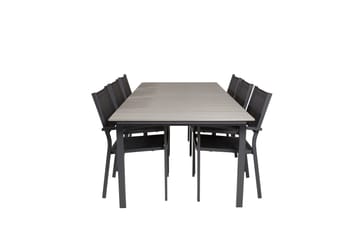 Levels Spisegruppe 230-310 cm Rektangulær med 6 Copacabana Stoler - Svart - Hagemøbler & utemiljø - Hagegruppe - Spisegrupper hage