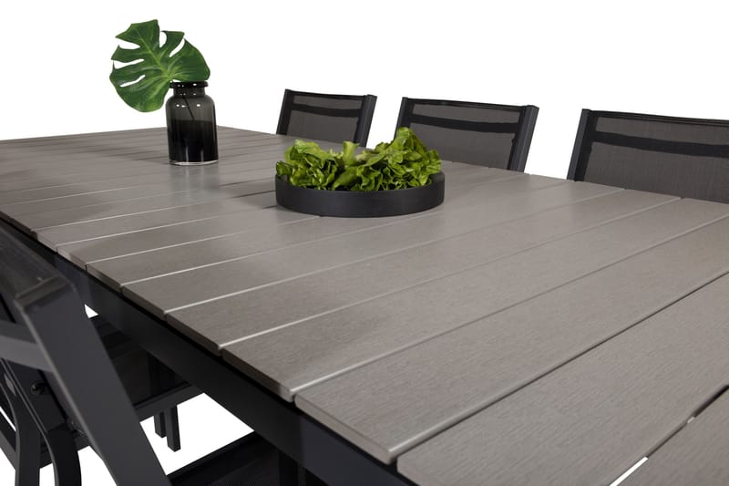 Levels Spisegruppe 230-310 cm Rektangulær med 6 Copacabana Stoler - Svart - Hagemøbler & utemiljø - Hagegruppe - Spisegrupper hage