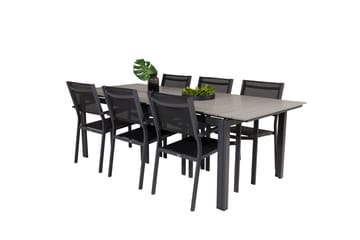 Levels Spisegruppe 230-310 cm Rektangulær med 6 Copacabana Stoler - Svart - Hagemøbler & utemiljø - Hagegruppe - Spisegrupper hage