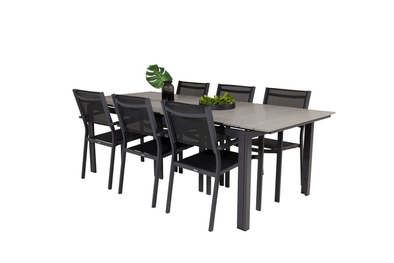 Levels Spisegruppe 230-310 cm Rektangulær med 6 Copacabana Stoler - Svart - Hagemøbler & utemiljø - Hagegruppe - Spisegrupper hage