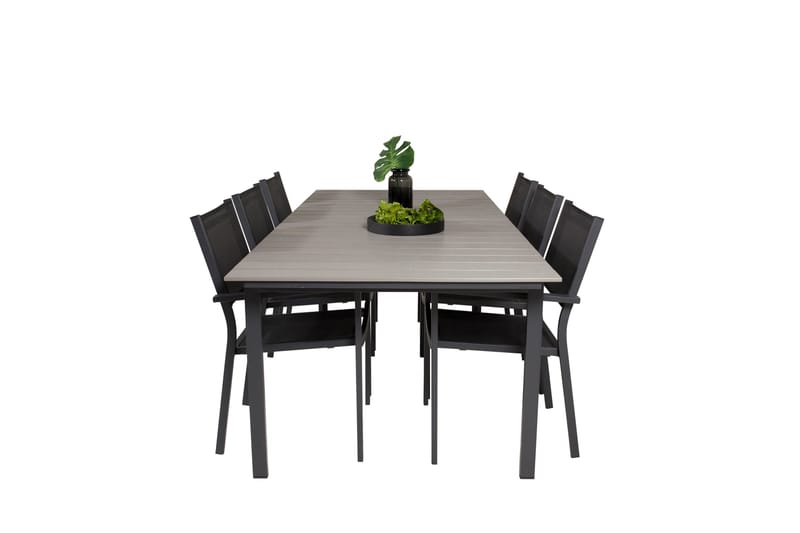 Levels Spisegruppe 230-310 cm Rektangulær med 6 Copacabana Stoler - Svart - Hagemøbler & utemiljø - Hagegruppe - Spisegrupper hage