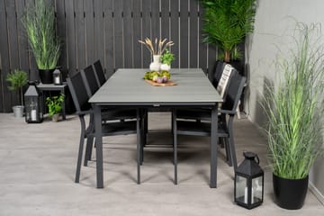 Levels Spisegruppe 230-310 cm Rektangulær med 6 Copacabana Stoler - Svart - Hagemøbler & utemiljø - Hagegruppe - Spisegrupper hage