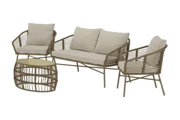 Lipari sofagruppe 2-seters sofa + 2 lenestoler med bord utendørs - Brun - Hagemøbler & utemiljø - Hagegruppe - Sofagruppe utendørs