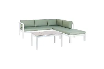 Loungegrupp 5-sits Beliani Messina Grön/vit/grå Green||White||Grey - Hagemøbler & utemiljø - Hagegruppe - Sofagruppe utendørs