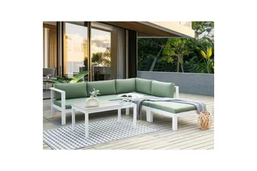 Loungegrupp 5-sits Beliani Messina Grön/vit/grå Green||White||Grey - Hagemøbler & utemiljø - Hagegruppe - Sofagruppe utendørs