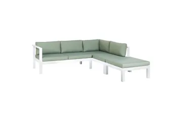 Loungegrupp 5-sits Beliani Messina Grön/vit/grå Green||White||Grey - Hagemøbler & utemiljø - Hagegruppe - Sofagruppe utendørs