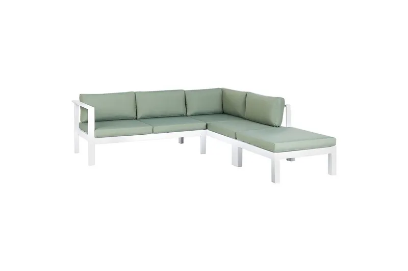 Loungegrupp 5-sits Beliani Messina Grön/vit/grå Green||White||Grey - Hagemøbler & utemiljø - Hagegruppe - Sofagruppe utendørs