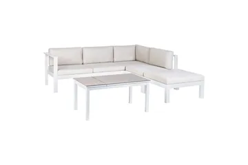 Loungegrupp 5-sits Beliani Messina Grön/vit/grå White||Grey - Hagemøbler & utemiljø - Hagegruppe - Sofagruppe utendørs