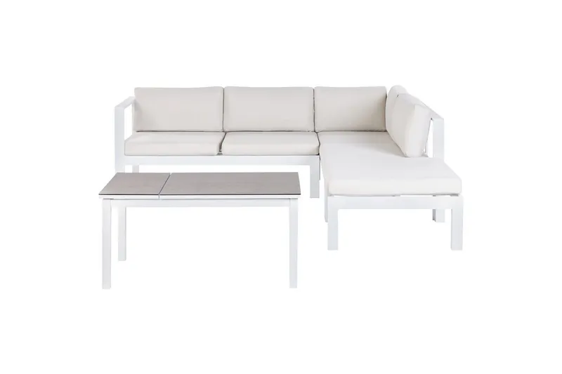 Loungegrupp 5-sits Beliani Messina Grön/vit/grå White||Grey