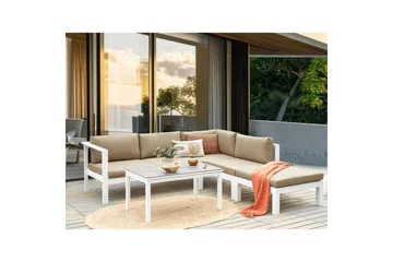 Loungegrupp 5-sits Beliani Messina Grön/vit/grå White||Grey||Beige - Hagemøbler & utemiljø - Hagegruppe - Sofagruppe utendørs