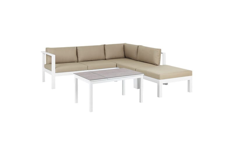 Loungegrupp 5-sits Beliani Messina Grön/vit/grå White||Grey||Beige - Hagemøbler & utemiljø - Hagegruppe - Sofagruppe utendørs