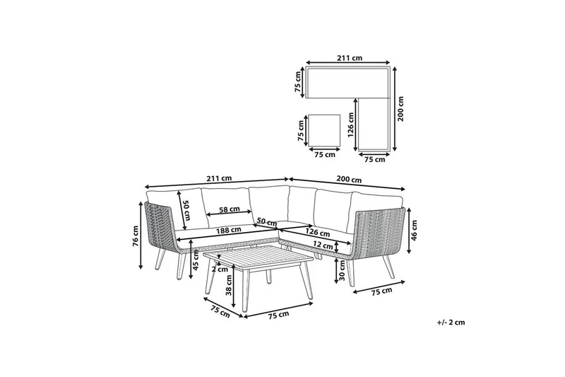 Loungegrupp Beliani Alcamo Beige||Light wood||White - Hagemøbler & utemiljø - Hagegruppe - Sofagruppe utendørs