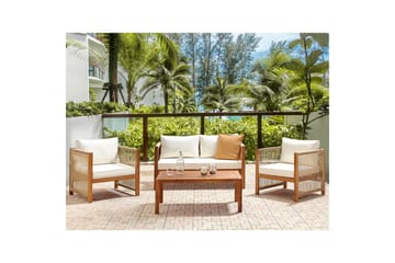 Loungegrupp Beliani Antria Ljus trä/beige Light wood||Beige - Hagemøbler & utemiljø - Hagegruppe - Sofagruppe utendørs