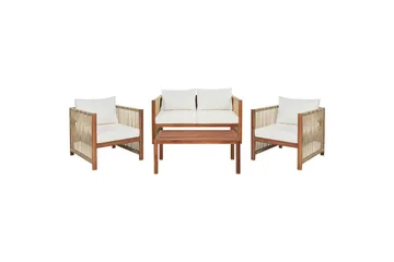 Loungegrupp Beliani Antria Ljus trä/beige Light wood||Beige - Hagemøbler & utemiljø - Hagegruppe - Sofagruppe utendørs