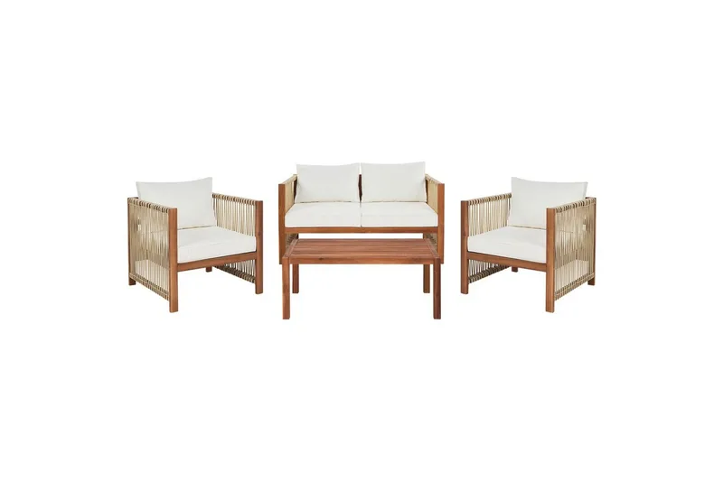 Loungegrupp Beliani Antria Ljus trä/beige Light wood||Beige