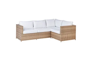 Loungegrupp Beliani Avola White||Natural - Hagemøbler & utemiljø - Hagegruppe - Sofagruppe utendørs