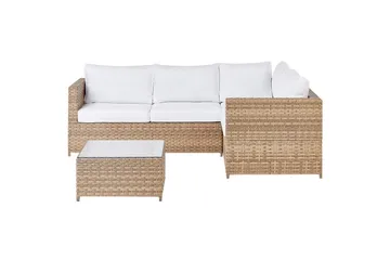 Loungegrupp Beliani Avola White||Natural - Hagemøbler & utemiljø - Hagegruppe - Sofagruppe utendørs