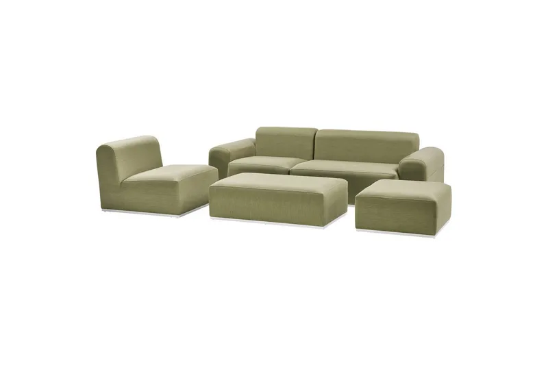 Loungegrupp Beliani Battifollo Beige/vit Green||White - Hagemøbler & utemiljø - Hagegruppe - Sofagruppe utendørs