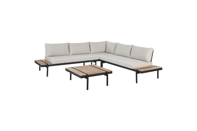 Loungegrupp Beliani Bellariva White||Light wood||Black