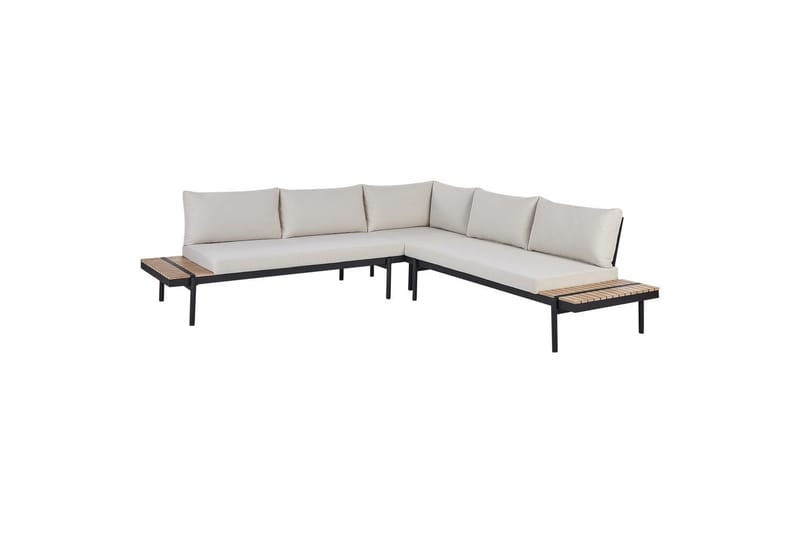 Loungegrupp Beliani Bellariva White||Light wood||Black - Hagemøbler & utemiljø - Hagegruppe - Sofagruppe utendørs