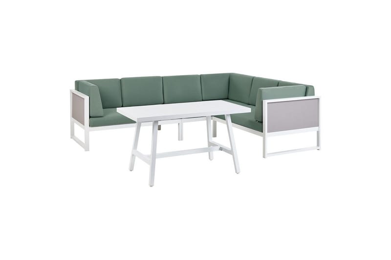 Loungegrupp Beliani Castella/Fratte Grön/vit/grå Green||White||Grey - Hagemøbler & utemiljø - Hagegruppe - Sofagruppe utendørs