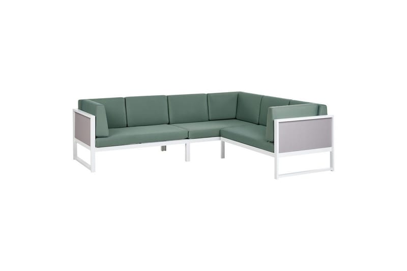 Loungegrupp Beliani Castella/Fratte Grön/vit/grå Green||White||Grey - Hagemøbler & utemiljø - Hagegruppe - Sofagruppe utendørs