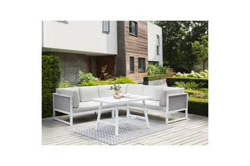 Loungegrupp Beliani Castella/Fratte Grön/vit/grå White||Grey - Hagemøbler & utemiljø - Hagegruppe - Sofagruppe utendørs