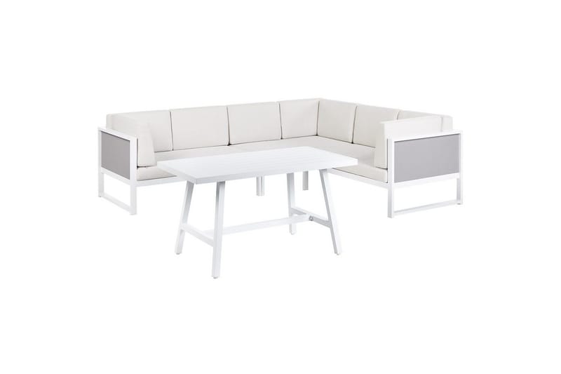 Loungegrupp Beliani Castella/Fratte Grön/vit/grå White||Grey - Hagemøbler & utemiljø - Hagegruppe - Sofagruppe utendørs