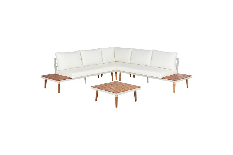 Loungegrupp Beliani Corato Grå/mörkt trä/ljust trä White||Light wood