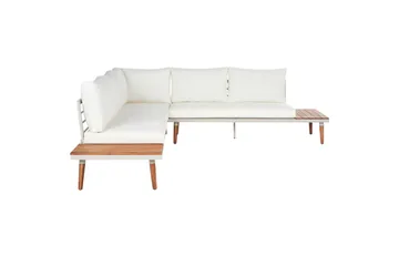 Loungegrupp Beliani Corato Grå/mörkt trä/ljust trä White||Light wood - Hagemøbler & utemiljø - Hagegruppe - Sofagruppe utendørs