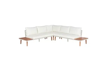 Loungegrupp Beliani Corato Grå/mörkt trä/ljust trä White||Light wood - Hagemøbler & utemiljø - Hagegruppe - Sofagruppe utendørs