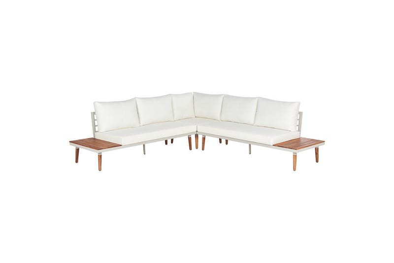 Loungegrupp Beliani Corato Grå/mörkt trä/ljust trä White||Light wood - Hagemøbler & utemiljø - Hagegruppe - Sofagruppe utendørs